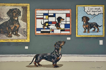 A Dachshund at a Sauasage Dog Exhibition