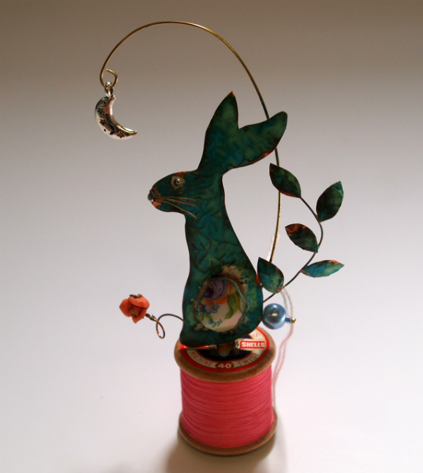 Small Hare with Moon on Cotton Reel