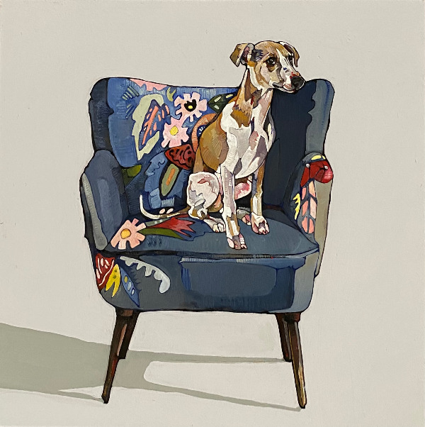 Whippet On Embroidered Chair