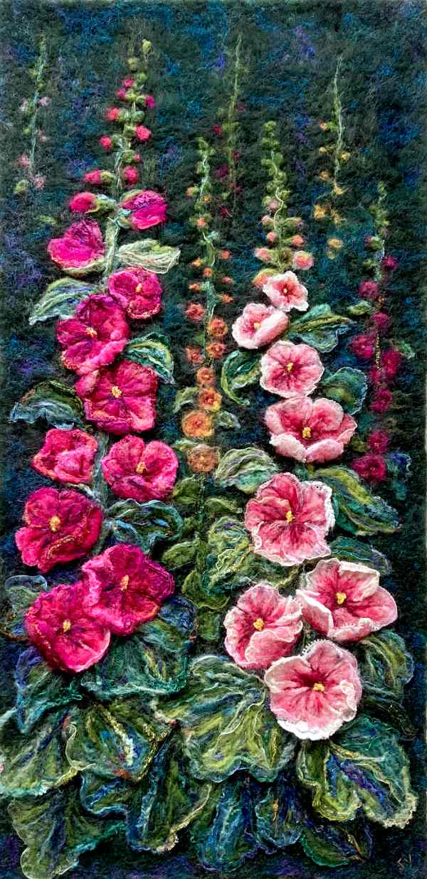 Pink Hollyhocks