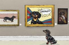 A Dachshund at an Art Exhibition 