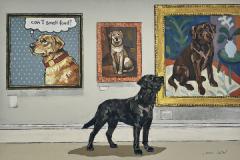 A Labrador at an Art Exhibiton