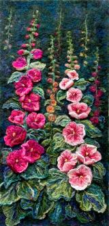 Pink Hollyhocks